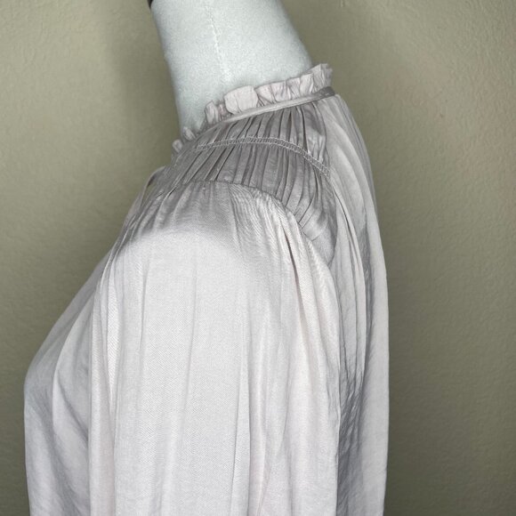 RACHEL Rachel Roy Lavender Tie Collar Shirred Cuff Peasant Blouse Shirt Top XS - Picture 3 of 10
